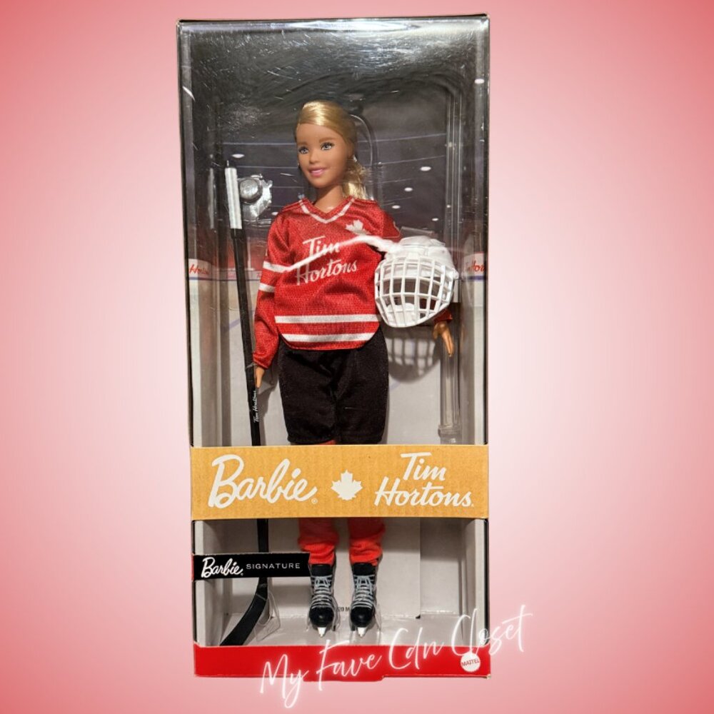 NEW***Tim Hortons Hockey Canada Barbie with RED Jersey, Helmet & Skates